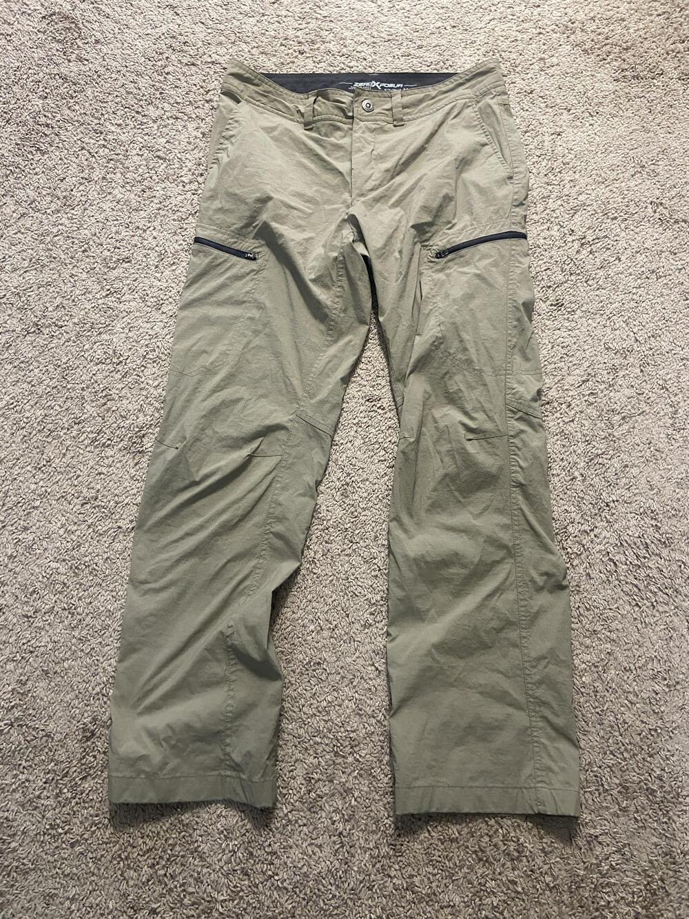 ZeroXposur Pants Mens 34x32 Green Cargo Lightweight Nylon Travel Hiking Pockets
